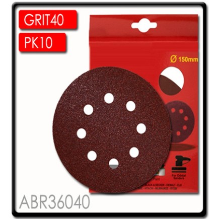 150mm - 40 Grit Sanding Disc -  Velcro - 10pk | Torkcraft