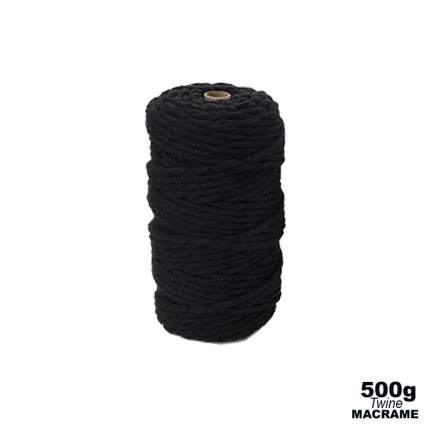 4mm - Macramé Cotton - Black| 500g