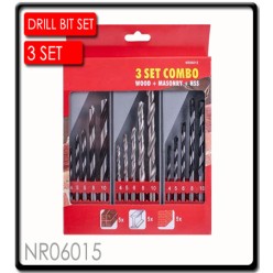 Drill Bit 3 Set Combo Wood + Masonry + HSS