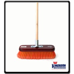 300mm - PVC Soft Flagged Broom, wooden handle, assorted colours | Kinghorn