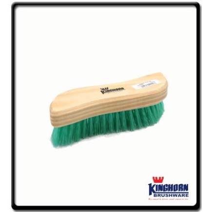 160mm - Wooden backed scrubbing brush, medium stiff - assorted colours | Kinghorn
