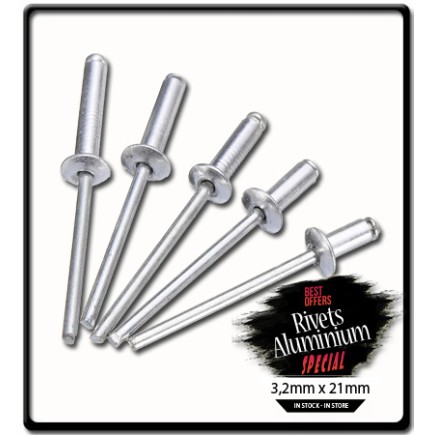3.2mm x 21mm Blind Rivet Aluminium | PK25