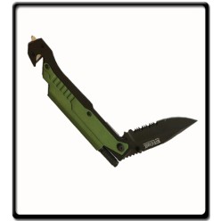 Knife Survival Green With LED Light & Fire Starter in Double Blister