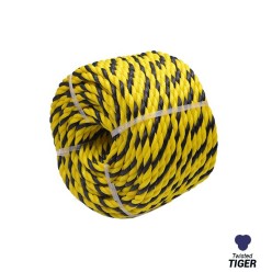 6mm Tiger Rope - Yellow / Black - 3-Strand | SOLD PER METER
