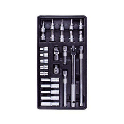 26 Piece 3/8 inch drive Sockets and Bits Tray Set  | Fixman