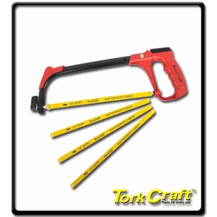 300mm Aluminum Alloy Hacksaw Frame - 1 + 3 Free Blades | Tork Craft