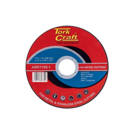 115 x 1.6 x 22.2mm - Metal Cutting Disc & SS | Torkcraft 