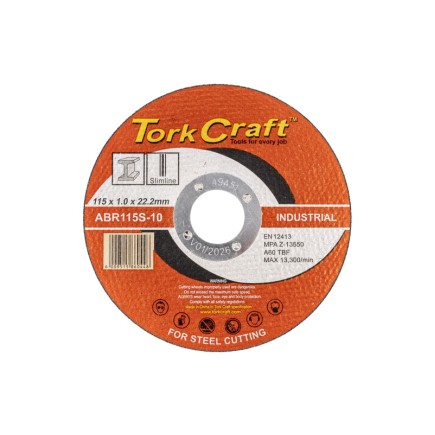 115 x 1.0 x 22.2mm - Cutting Steel Disc - Industrial Metal | Torkcraft 