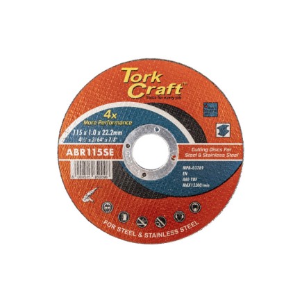 115 x 1.0 x 22.2mm - Cutting Steel Disc - 4x More Performance | Torkcraft 