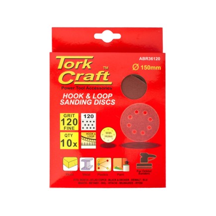 150mm - 60 Grit Sanding Disc - Velcro - 10pk | Torkcraft