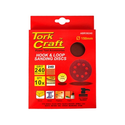 150mm - 240 Grit Sanding Disc - Velcro - 10pk | Torkcraft