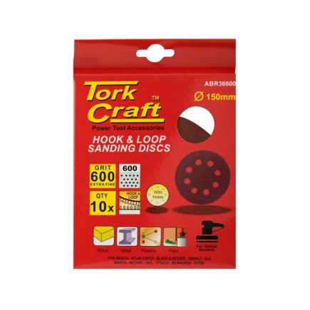 150mm - 600 Grit Sanding Disc - Velcro - 10pk | Torkcraft