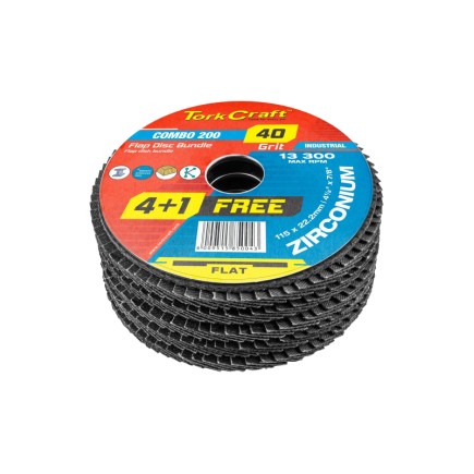 FLAP DISC ZIRCONIUM 115MM 40 GRIT FLAT 4+1 FREE