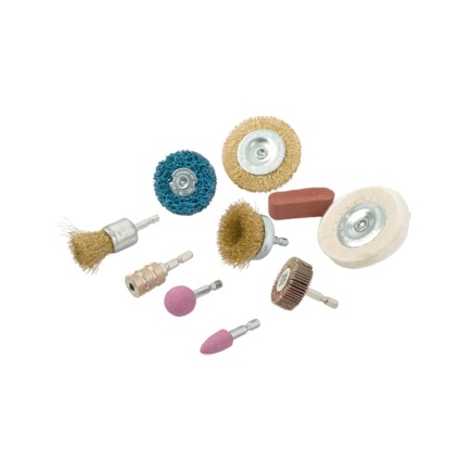 10 Piece Wire Brush Set With Hex Shank and Buff Kit