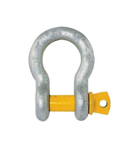 55 Ton | 64mm - Bow Shackle - Screw Pin Type, Grade S - Yellow Pin | Galvanised