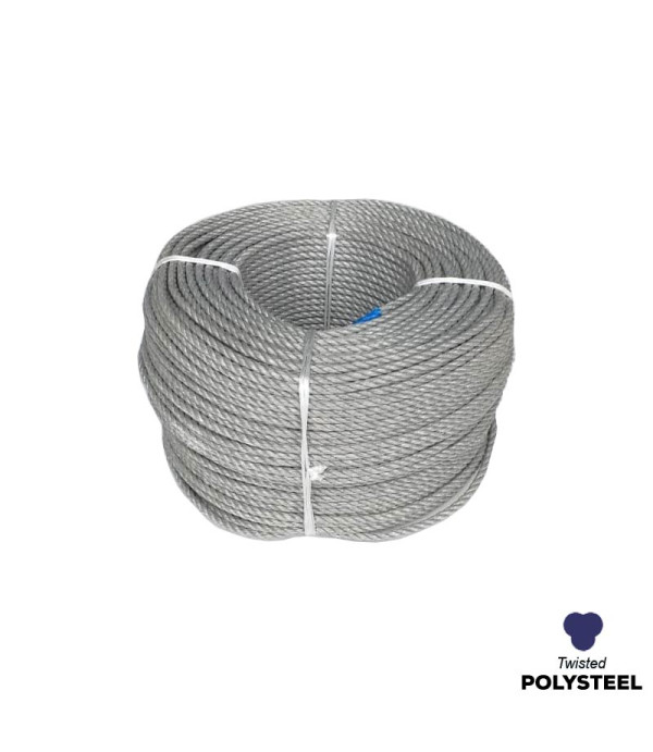 6mm - Polysteel Rope - 3-Strand Construction - Synthetic tensile | SOLD PER METER